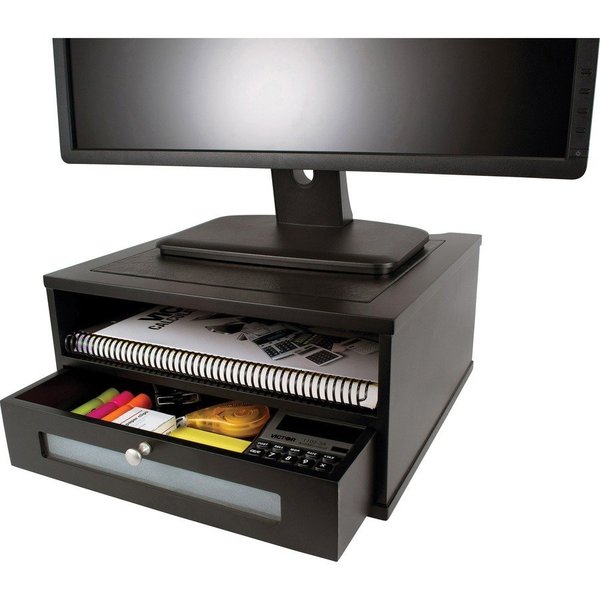 Victor Technology Monitor Riser, Large Drawer, 13"x13"x6-1/2", Midnight Black VCT11755